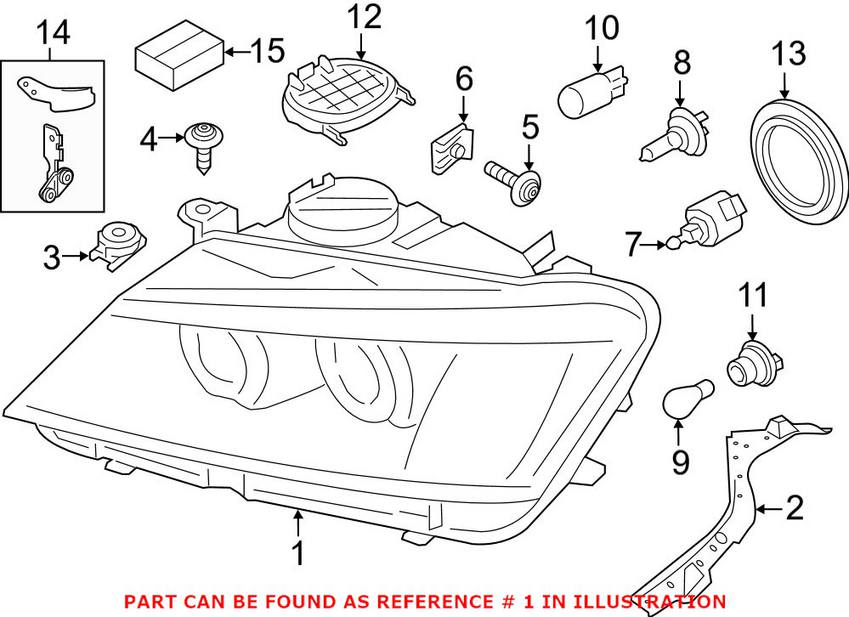 BMW Headlight Assembly – Driver Side (Halogen) 63117222025 Genuine