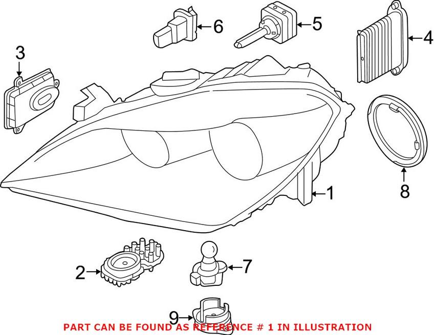 BMW Headlight Assembly - Driver Side (Xenon) 63117272017