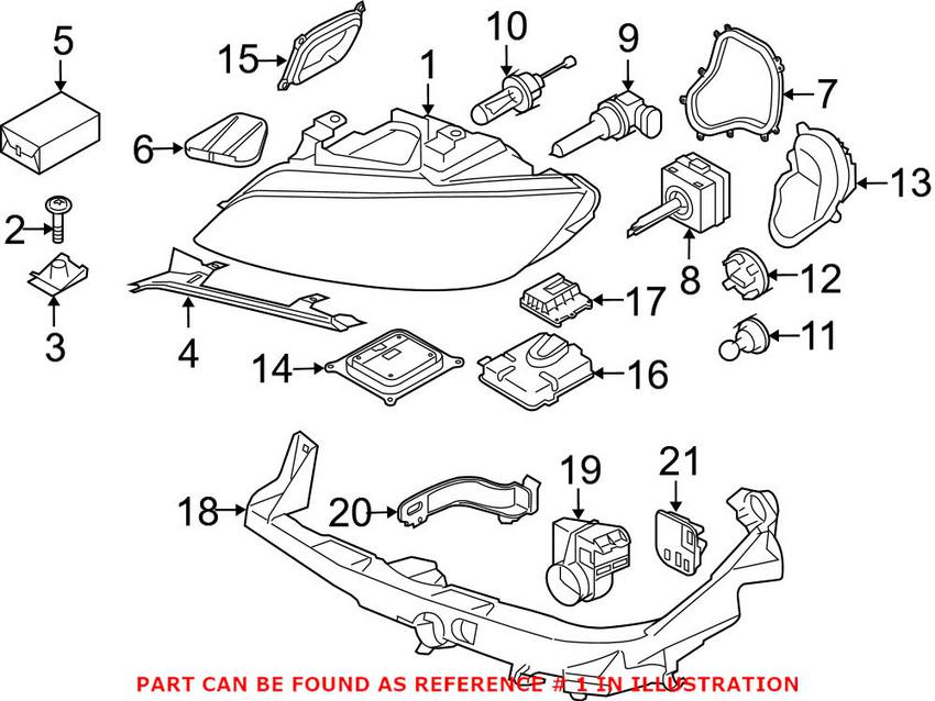 BMW Headlight Assembly - Passenger Side (Xenon) 63117273216