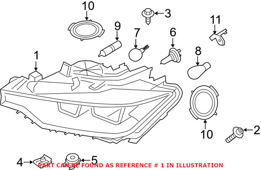 BMW Headlight Assembly - Driver Side (Halogen) 63117338709