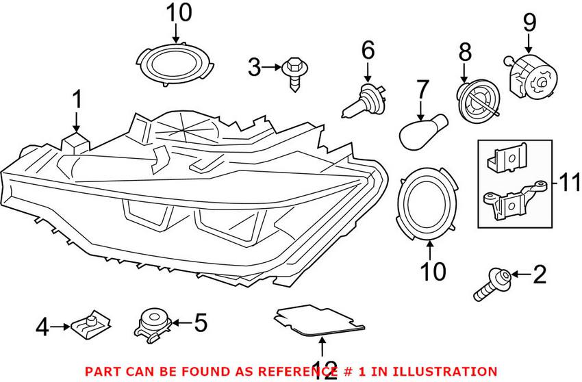 BMW Headlight Assembly - Driver Side (Halogen) 63117365599