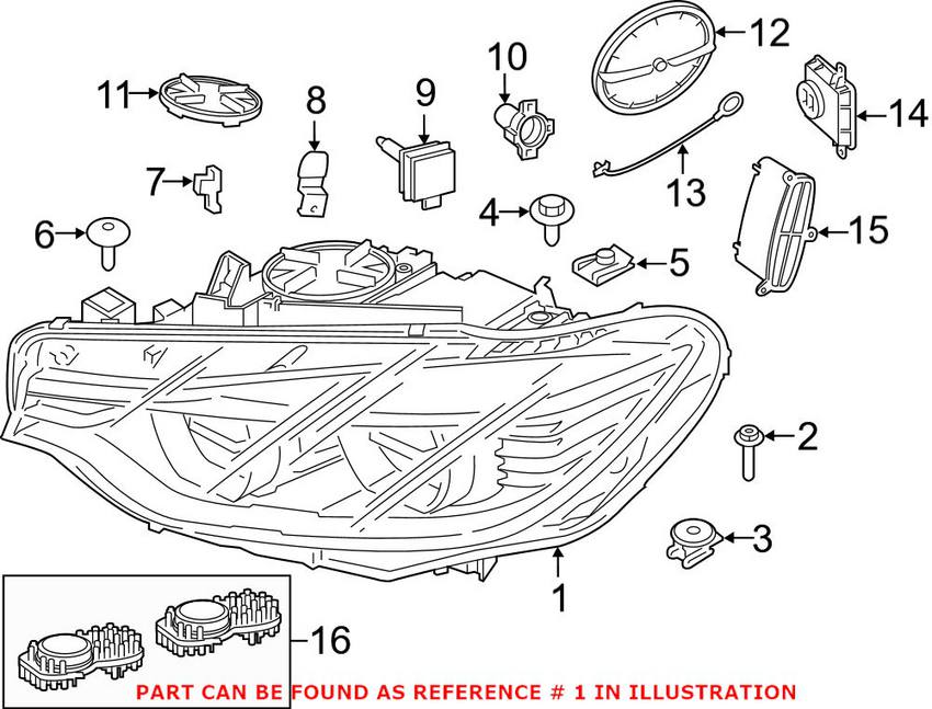 BMW Headlight Assembly - Passenger Side (Xenon) 63117377854