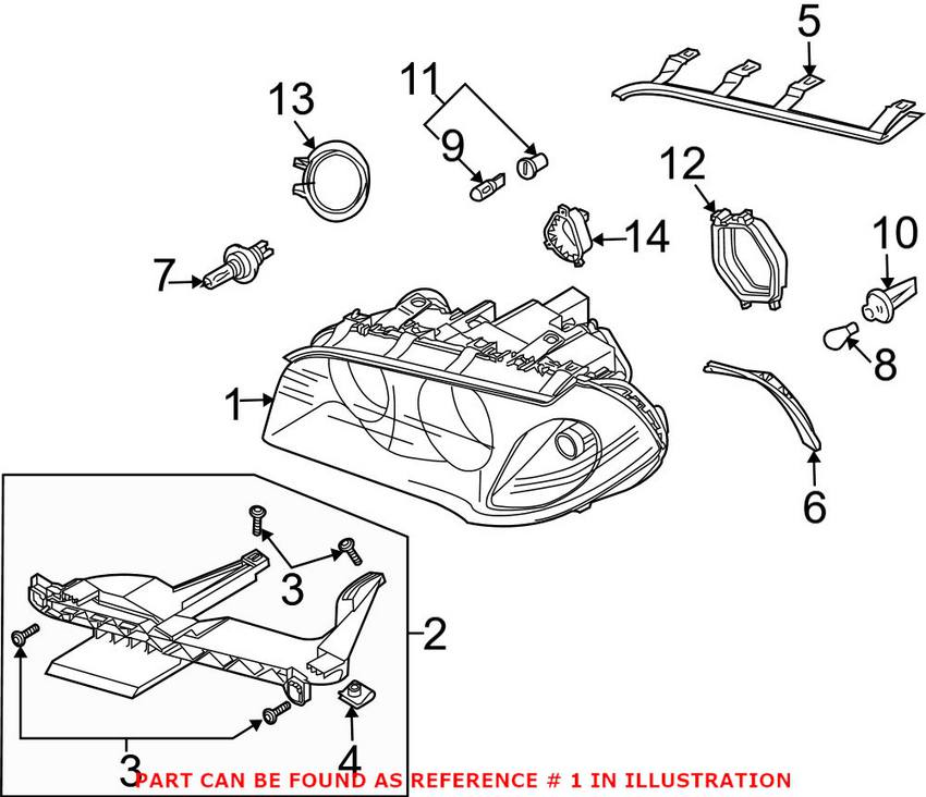 BMW Headlight Assembly - Passenger Side (Halogen) 63123418424