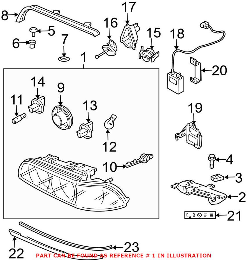 BMW Headlight Assembly - Passenger Side (Xenon) (w/ Clear Turnsignal) 63126912440