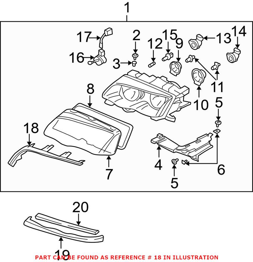 BMW Headlight Lens Trim Cover - Driver Side 63126921859