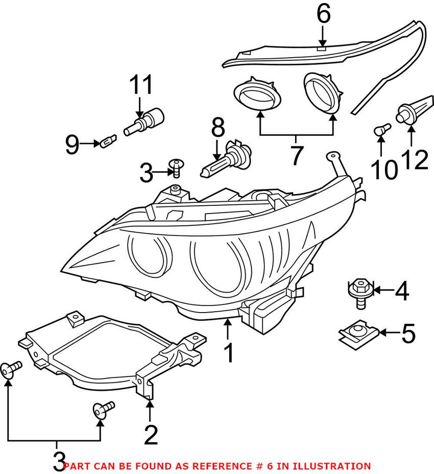 BMW Headlight Rubber Seal - Driver Side 63126934511