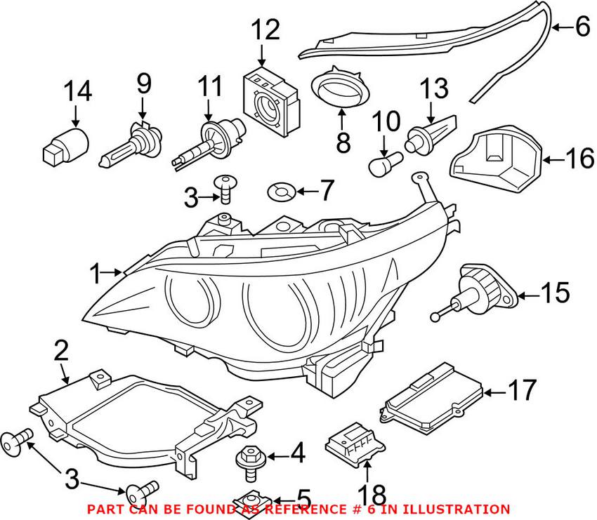 BMW Headlight Upper Rubber Seal - Passenger Side 63126934512