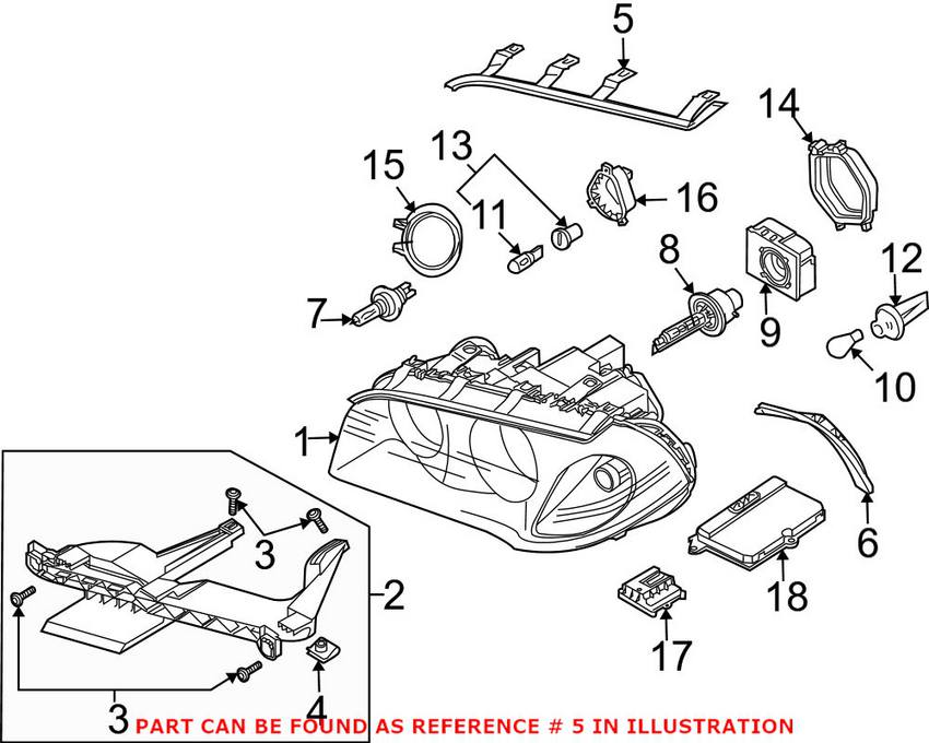 BMW Headlight Gasket - Driver Side 63126939273