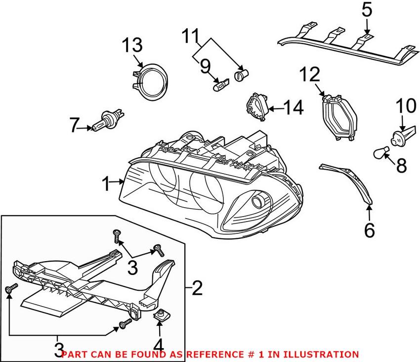 BMW Headlight Assembly - Driver Side (Halogen) 63127162201