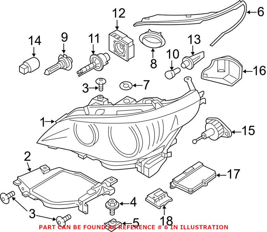 BMW Headlight Seal - Driver Left 63127187269