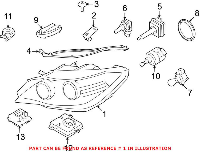 BMW Headlight Assembly Driver Side (Xenon) (Adaptive) 63127228867