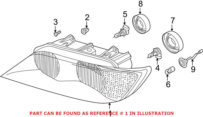 BMW Headlight Assembly - Driver Side (Halogen) 63128381091