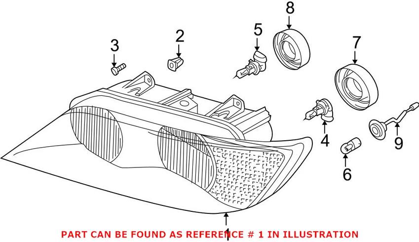 BMW Headlight Assembly - Passenger Side (Halogen) 63128381092