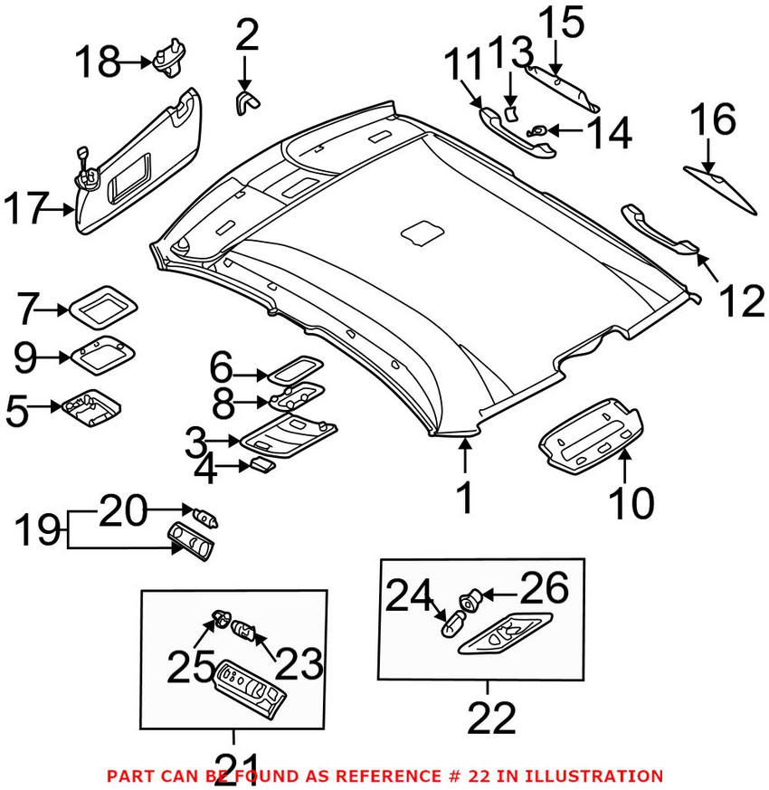 BMW Reading Light - Rear Passenger Right 63316962050