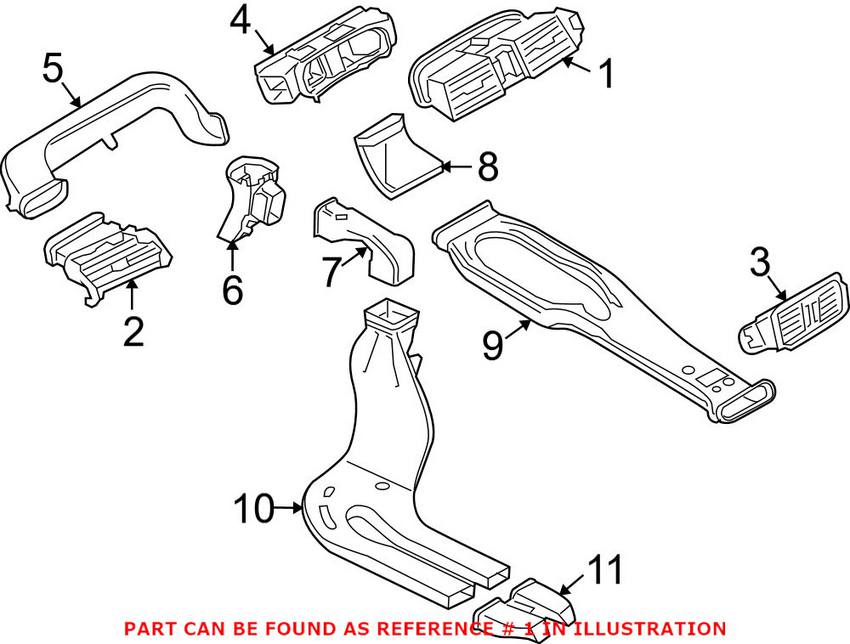 BMW Dashboard Air Vent = Center 64226953618