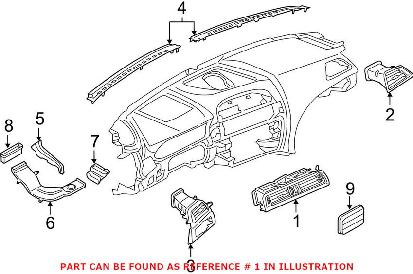 BMW Dashboard Air Vent = Center 64229197486