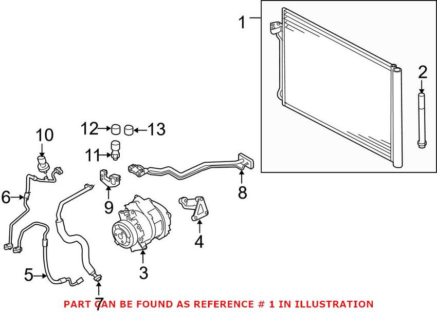 A/C Condenser (With Receiver Drier) Genuine BMW 64509239944