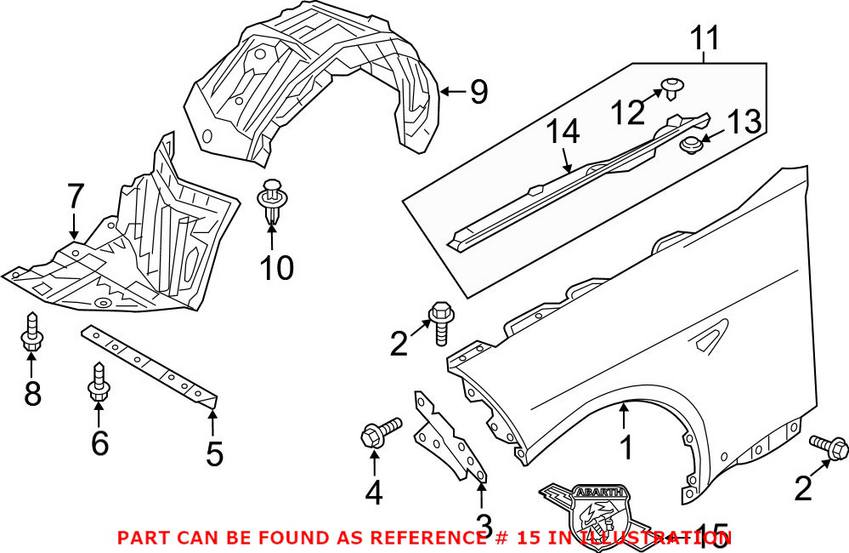 Fiat Fender Emblem - Passenger Side