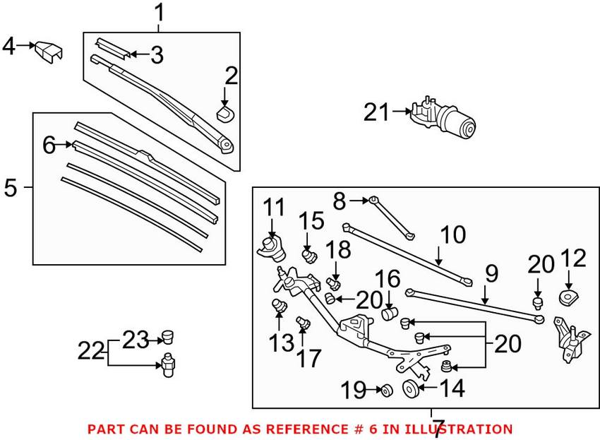 Windshield Wiper Blade Refill Pasenger Side Genuine Honda 76623SNAA12