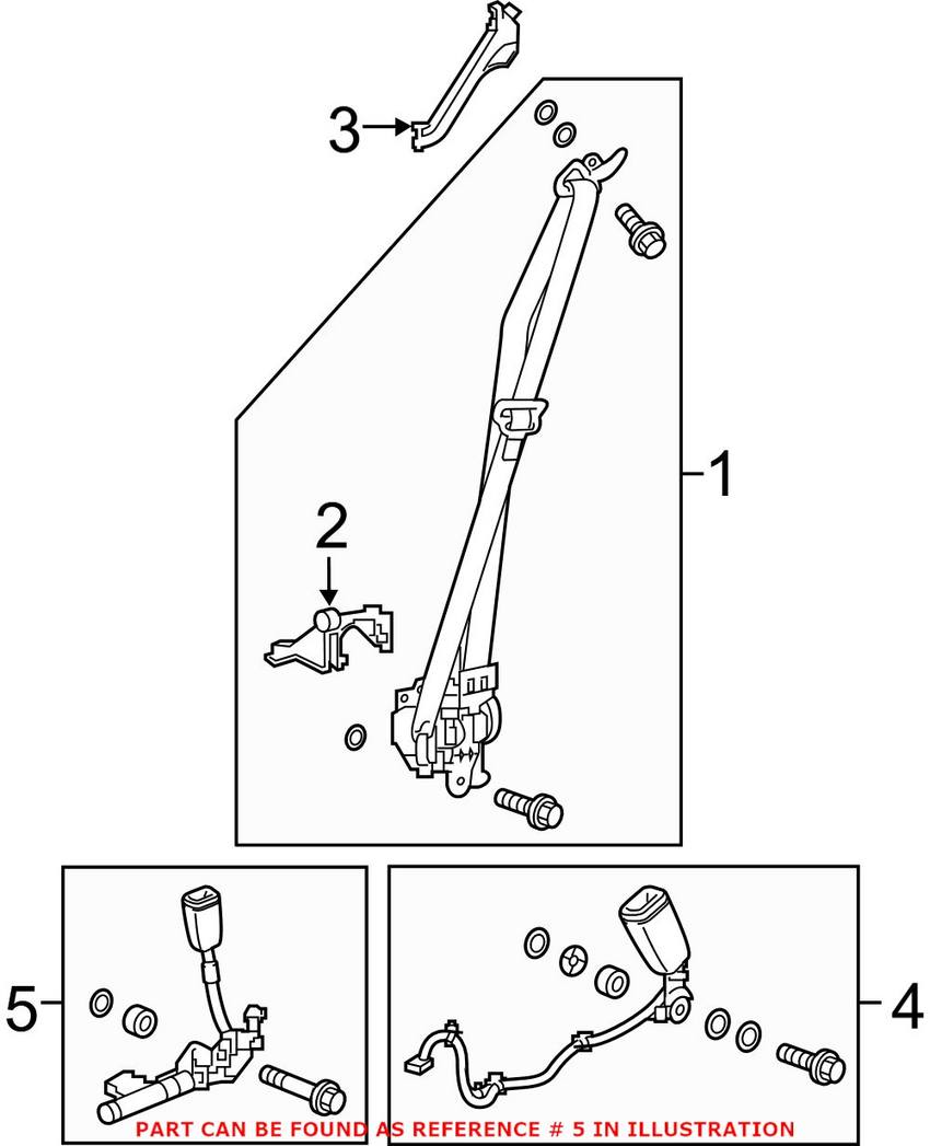Seat Belt Pretensioner Front Driver Side Genuine Honda 81825TVAA01ZA