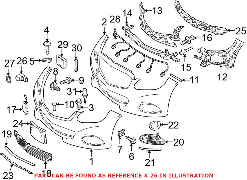 Mercedes Parking Aid Sensor - Front Outer 00090556049999