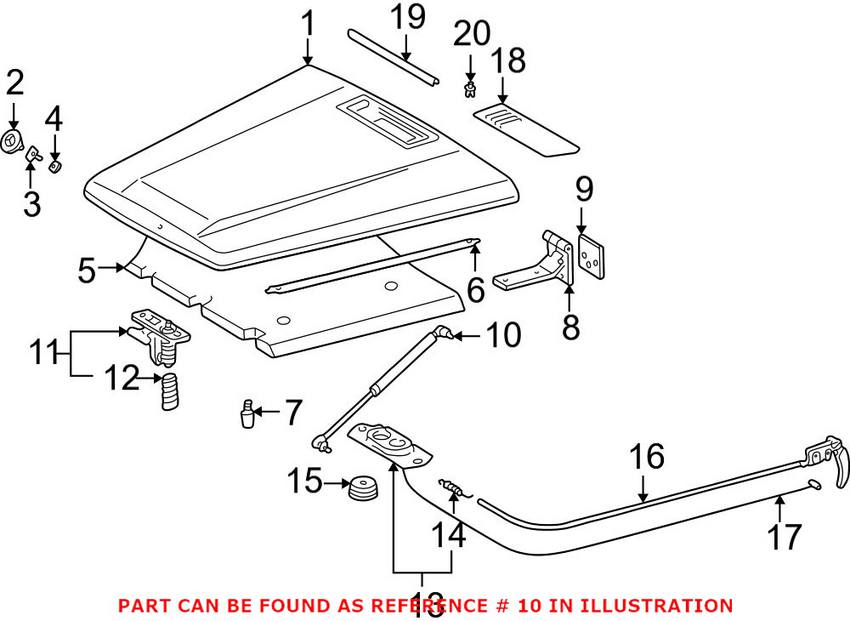 Mercedes Hood Lift Support 0009808164