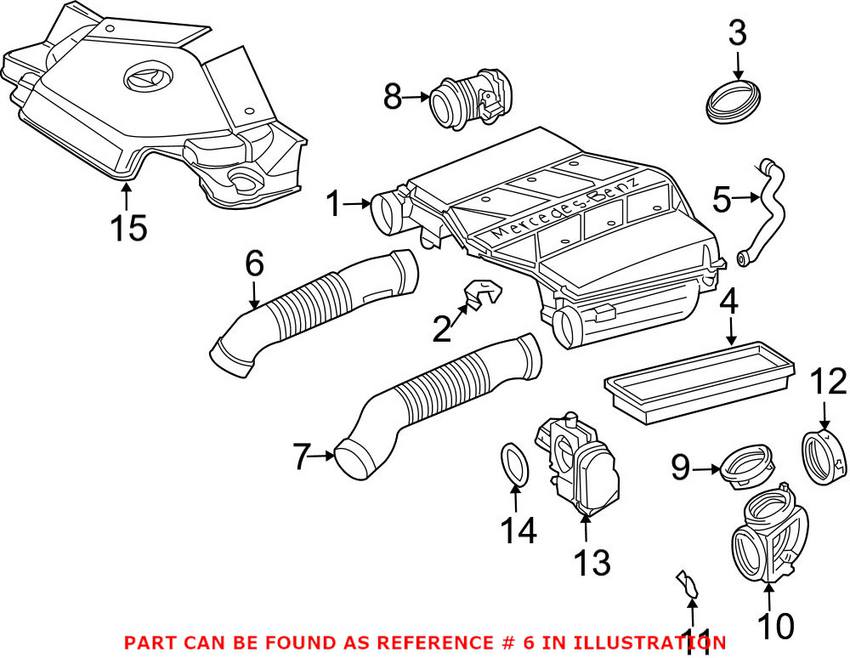 Mercedes Air Intake Tube - Passenger Side 1130942182