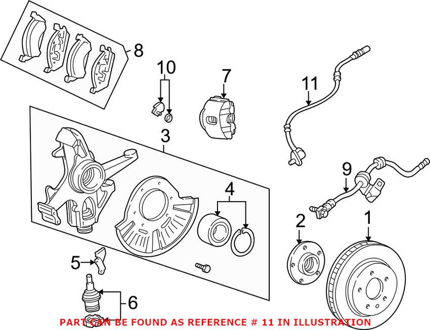 Mercedes ABS Wheel Speed Sensor - Front Driver Side 1635400717