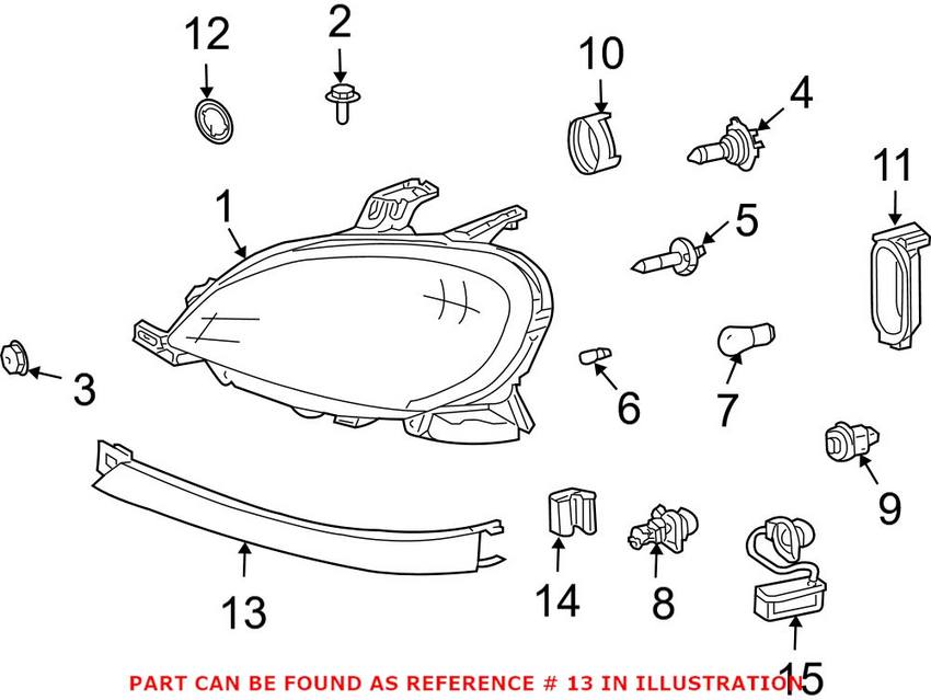 Mercedes Headlight Trim - Passenger Side Lower (Un-painted) 16382602779999