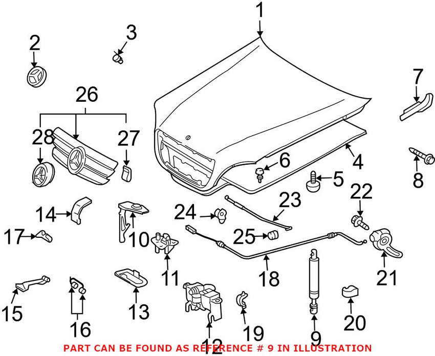 Mercedes Hood Lift Support 1638800029