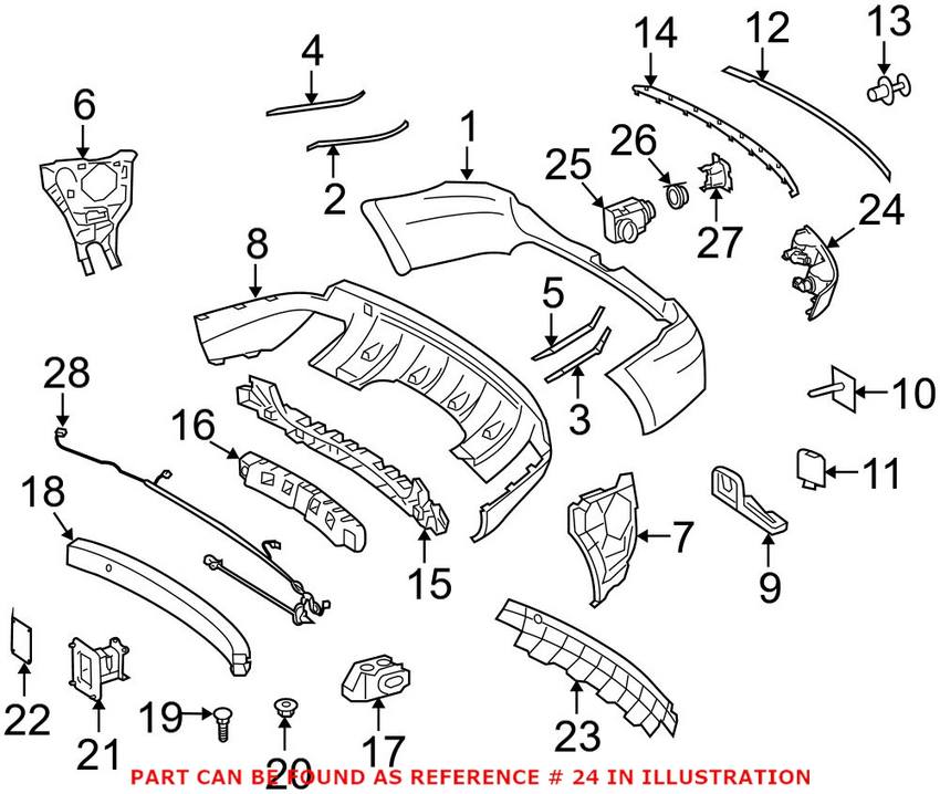 Mercedes Bumper Reflector - Rear Passenger Side 1648201574