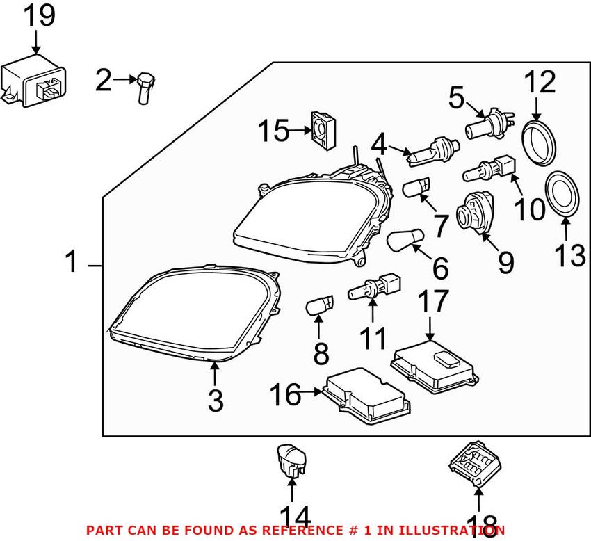 Mercedes Headlight Assembly - Driver Side (Halogen) 1648204759