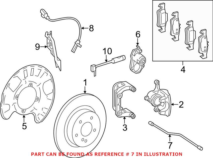 Mercedes Brake Hydraulic Hose - Rear 1664200448