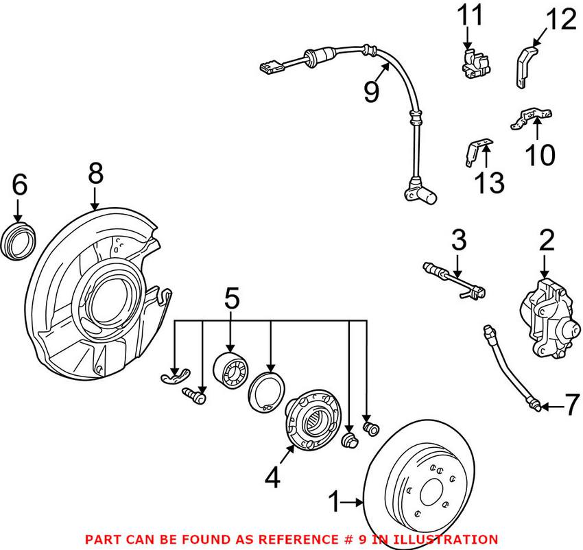 Mercedes ABS Wheel Speed Sensor - Rear Passenger Right 1705401317