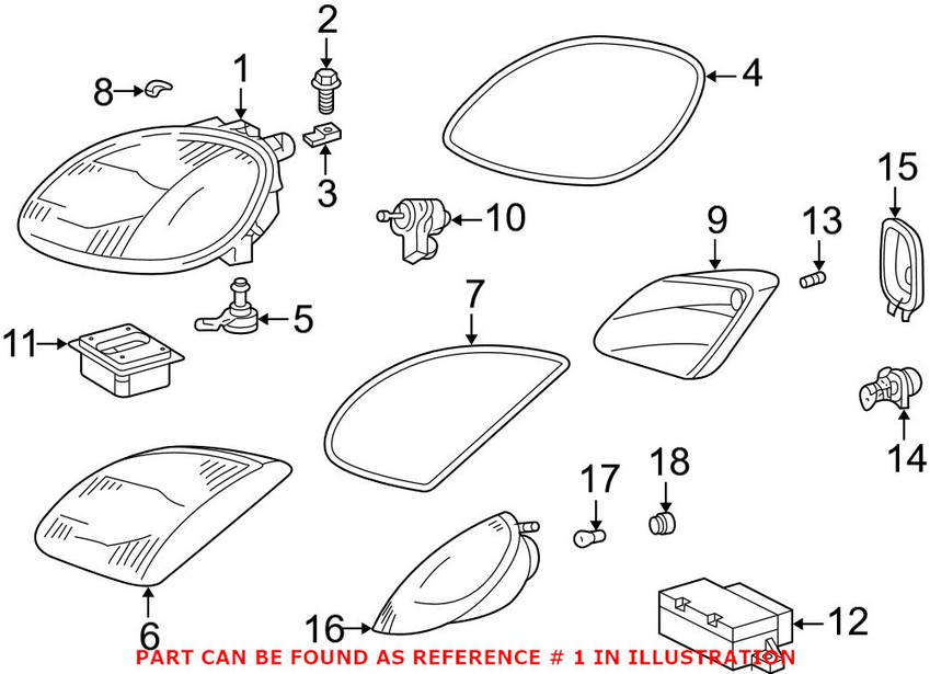 Mercedes Headlight Assembly - Driver Side (Halogen) 1708202761