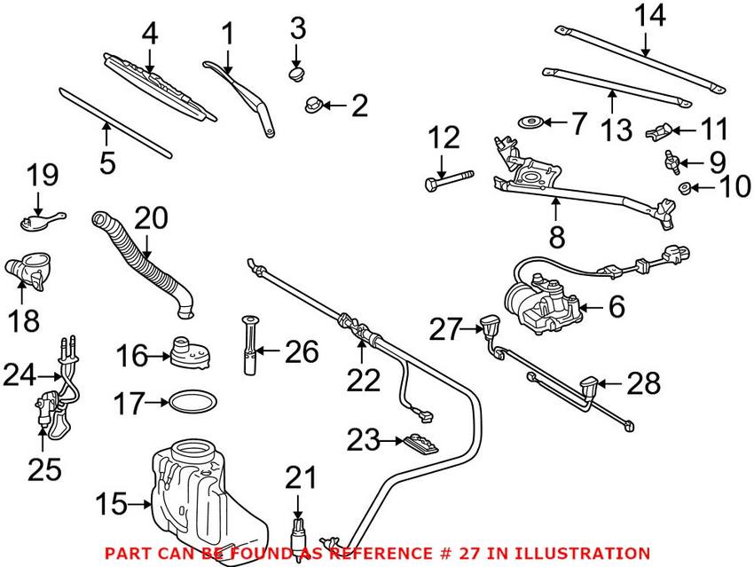 Mercedes Windshield Washer Nozzle - Passenger Side 1708601847