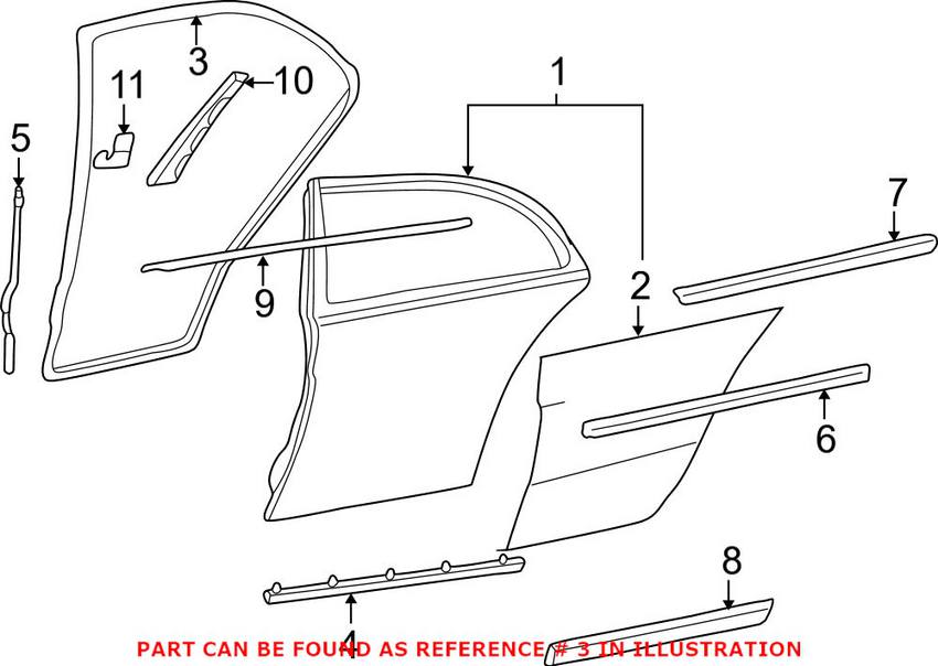 Mercedes Door Seal - Rear Driver Side 2027301178