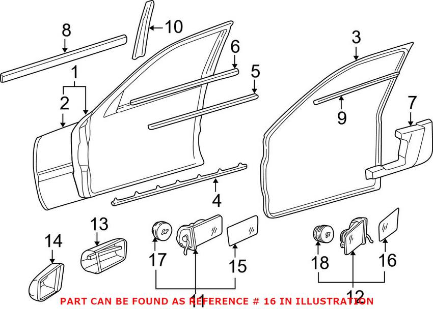 Mercedes Side Mirror Glass - Driver Side 2028100121