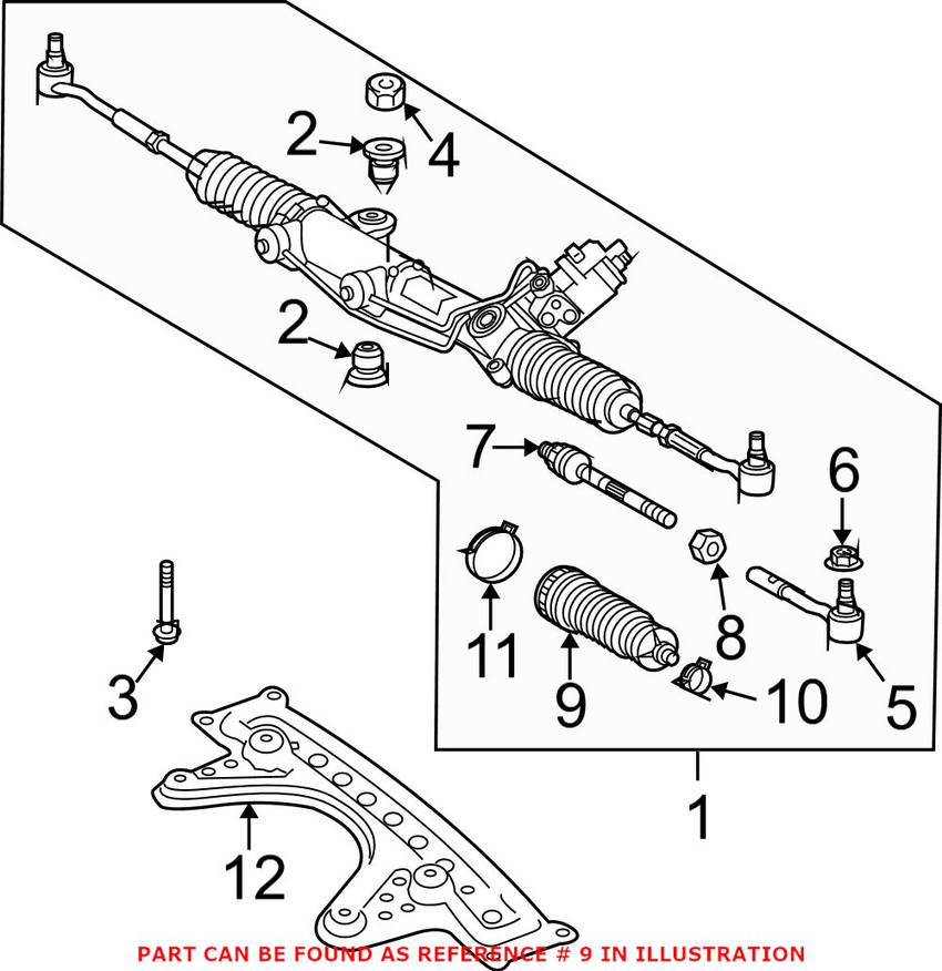 Mercedes Tie Rod Boot - Front Inner 2034630396