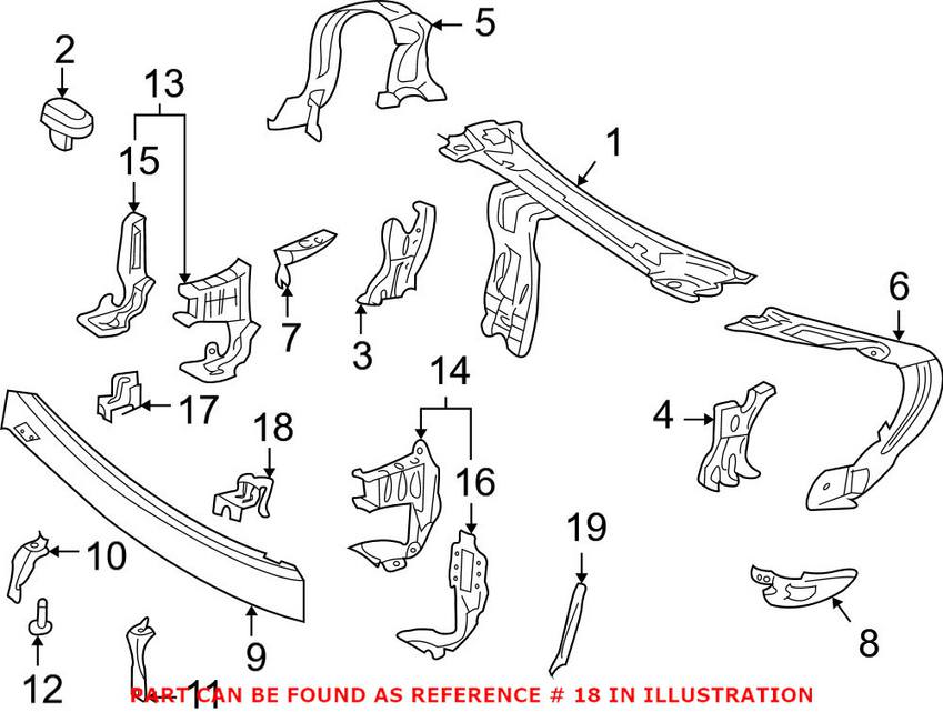 Mercedes Bracket - Front Driver Side (Bumper To Cross Member) 2036260314