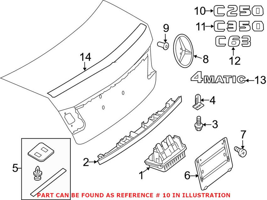 Mercedes Emblem - Rear (C250) 2038174315
