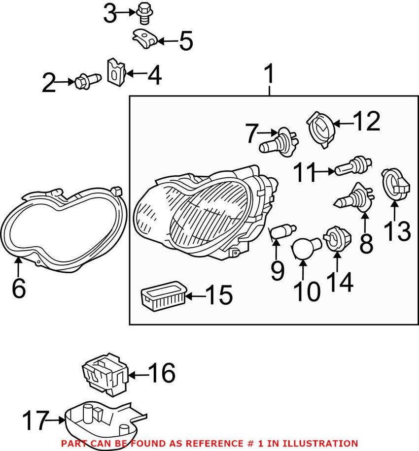 Mercedes Headlight Assembly - Driver Side (Halogen) 2038200961