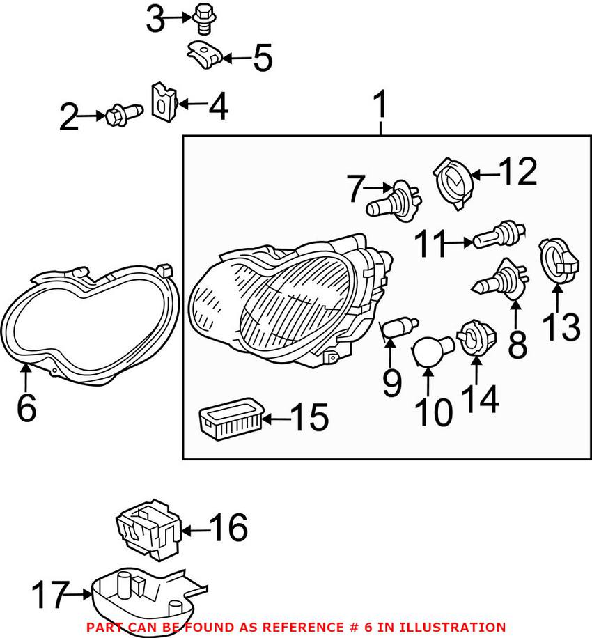 Mercedes Headlight Seal - Driver Side 2038260191