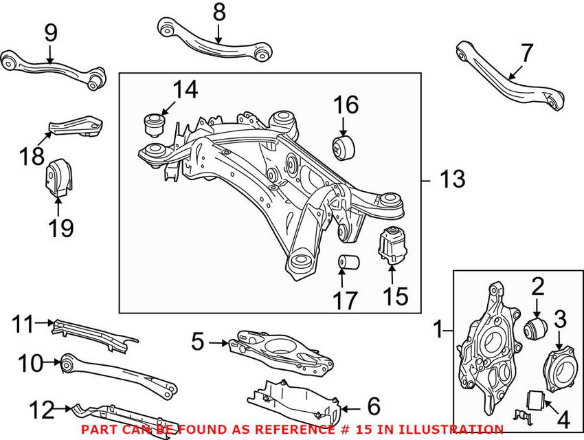 Mercedes Subframe Bushing - Rear Rearward 2043500275