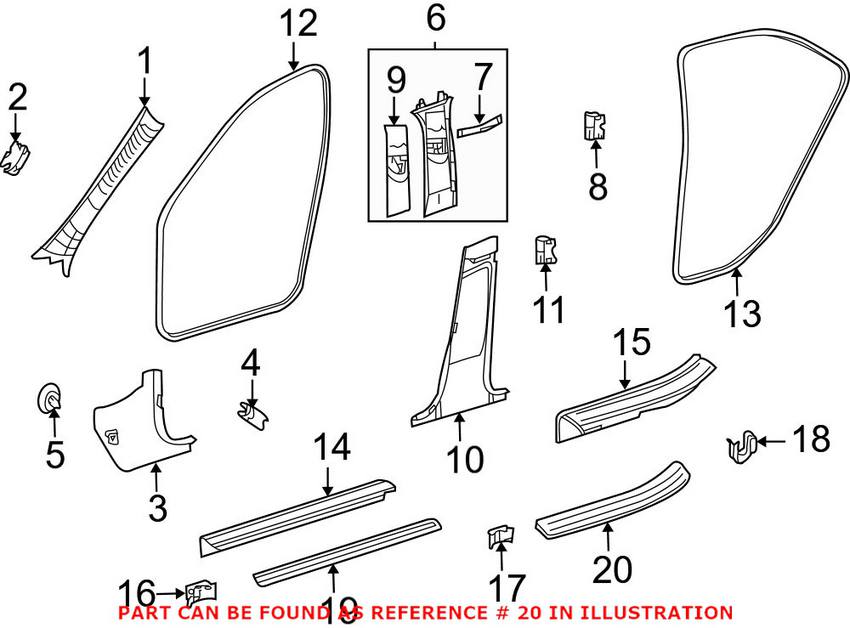 Mercedes Door Sill Cover - Rear Passenger Side 2046800235