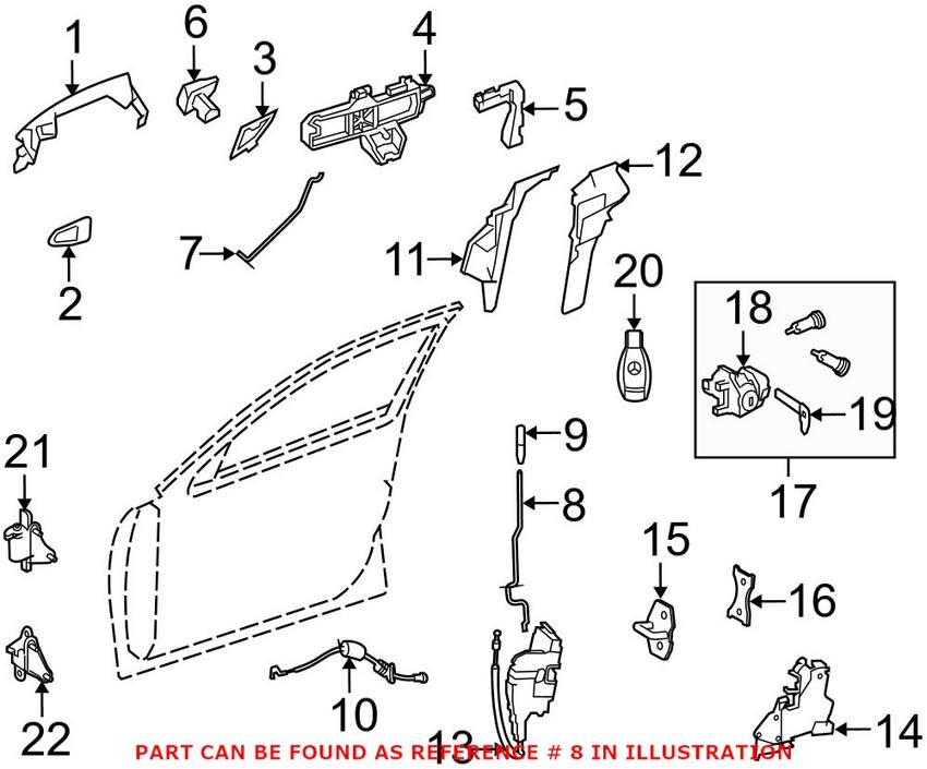 Mercedes Door Lock Rod - Front Passenger Side 2047232239