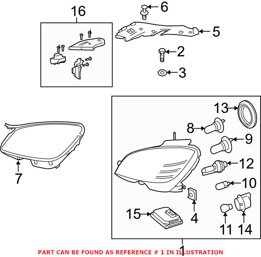 Mercedes Headlight Assembly - Driver Side (Xenon) 2048203139