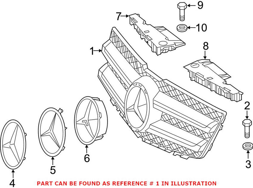 Grille - Front Upper (With Chrome Package) (Without Surround View) (Without Radar Cruise)