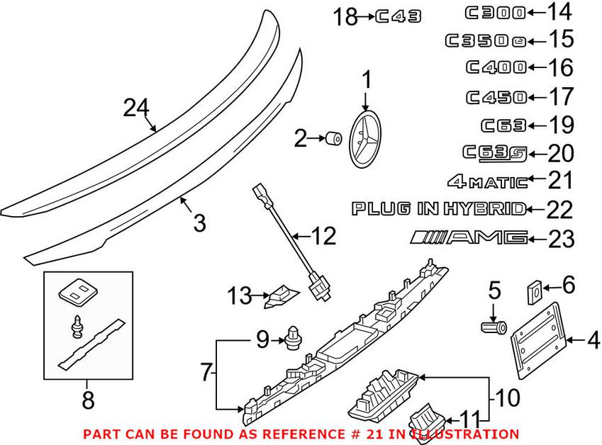 Mercedes Emblem - Rear (4Matic) 2058171715