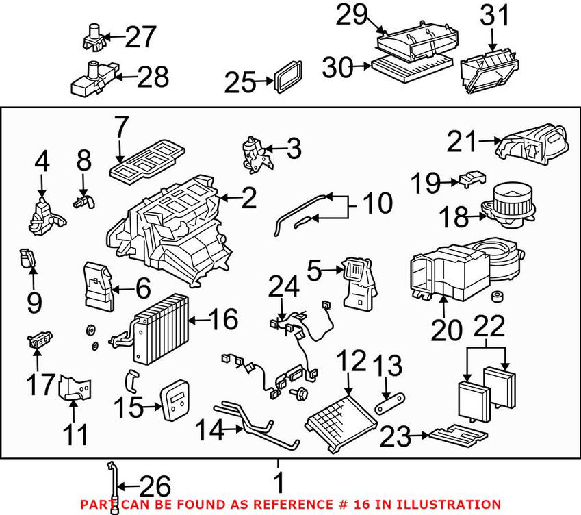 Mercedes A/C Evaporator Core 2098300358